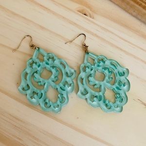 Fleur Acetate Earrings - Teal/Turquoise Color